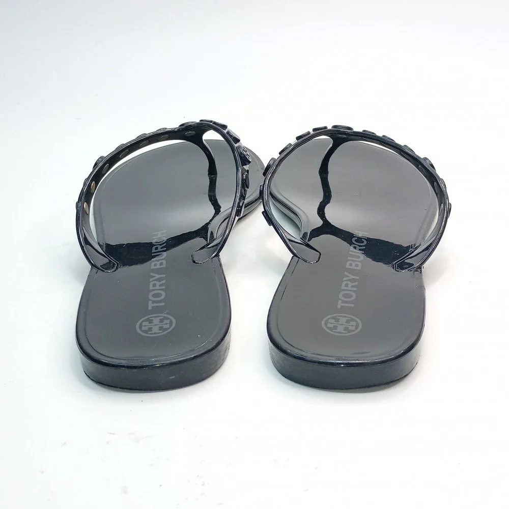 Tory Burch Jelly Studded Flip Flop Women Size 7 Black PVC Thong Sandal